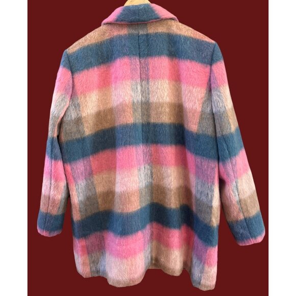 NWT Ann Taylor Petite Checked Boucle Cocoon Coat XLP Colorblock Plaid Wool Blend - Picture 6 of 8